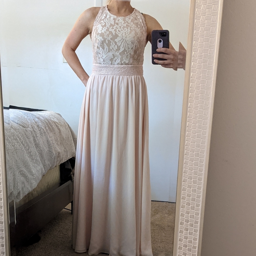 Lulus Blush Pink Lace Maxi Dress